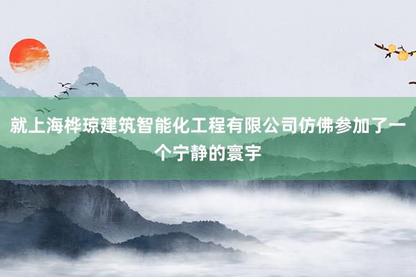 就上海桦琼建筑智能化工程有限公司仿佛参加了一个宁静的寰宇